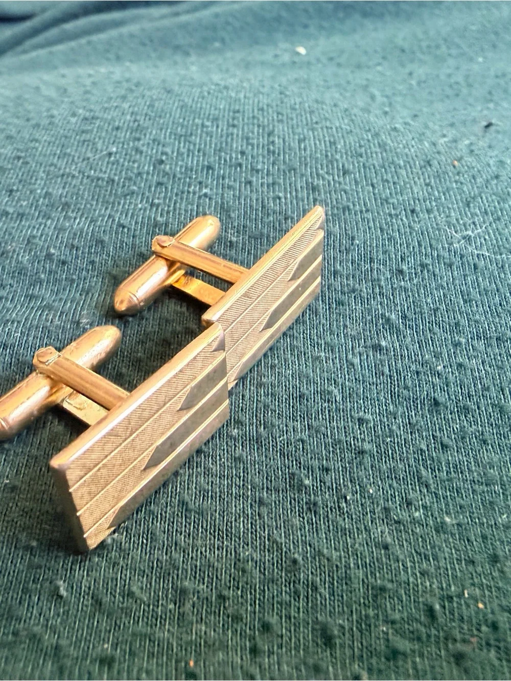 Mid Century Modern Vintage Swank Gold- Plated Cufflinks Geometric Design